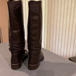 Tall brown pull on leather boots